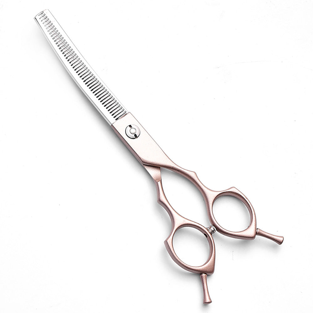 Rose Gold and Silver Professional 6.5 Inch Pet Grooming Thinning Shears - 45-Tooth Stainless Steel Texturizing Scissors for Dogs & Cats