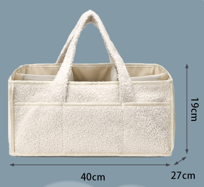 Pink Large Plush Nappy Caddy Organizer - Portable Diaper Storage Bin & Nursery Tote Bag