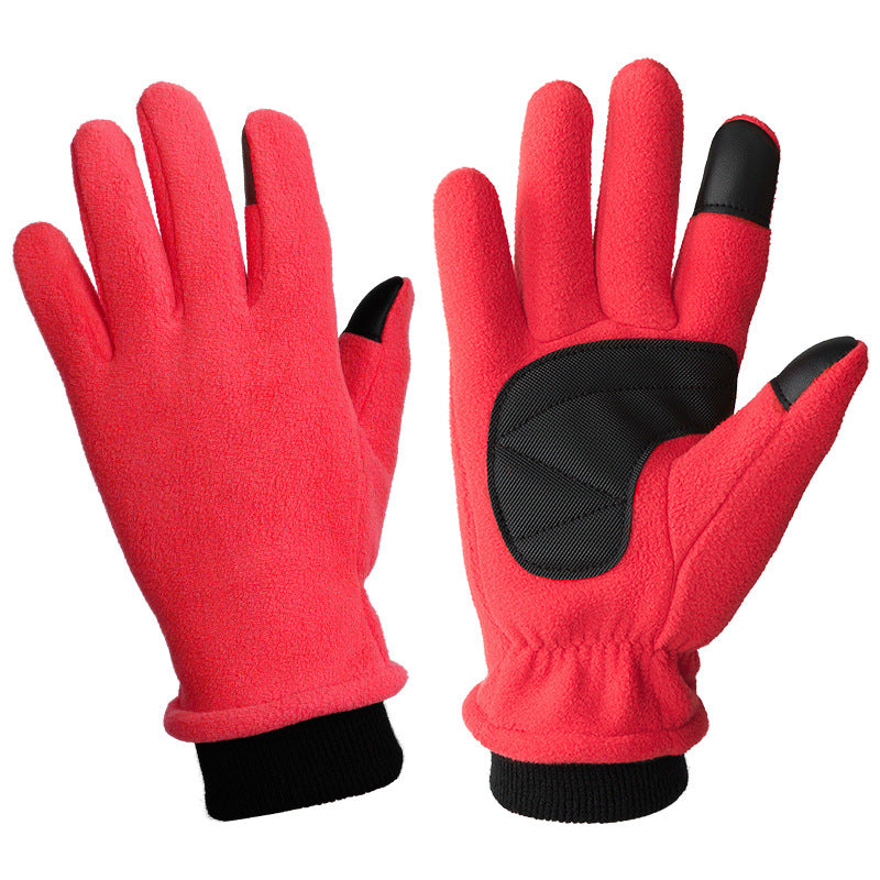 XS Red Warm Windproof Touchscreen Gloves - Anti-Slip Grip for Winter Cycling & Outdoor Sports
