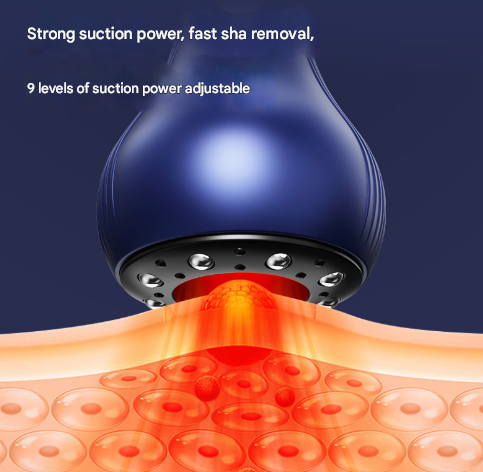 Blue Electric Meridian Scraping Massager with Air Release Valve - Full Body Suction Therapy, 16.6x8.4cm