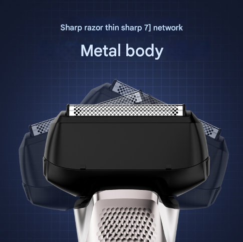 Silver Reciprocating 5-Blade Beard Trimmer - Waterproof Electric Razor for Full-Body Use