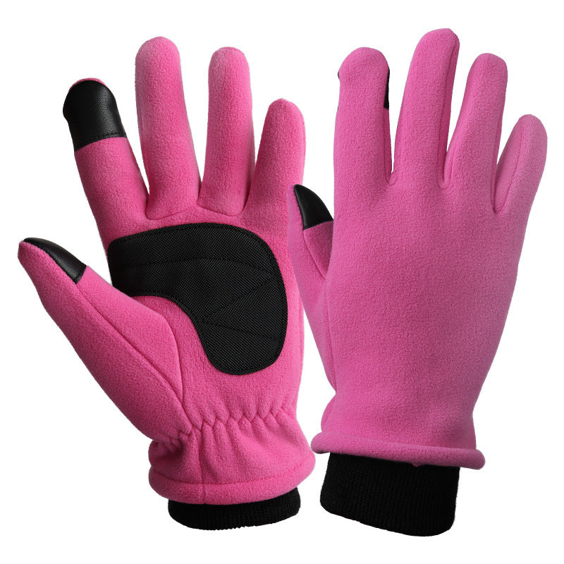 XS Pink Warm Windproof Touchscreen Gloves - Anti-Slip Grip for Winter Cycling & Outdoor Sports