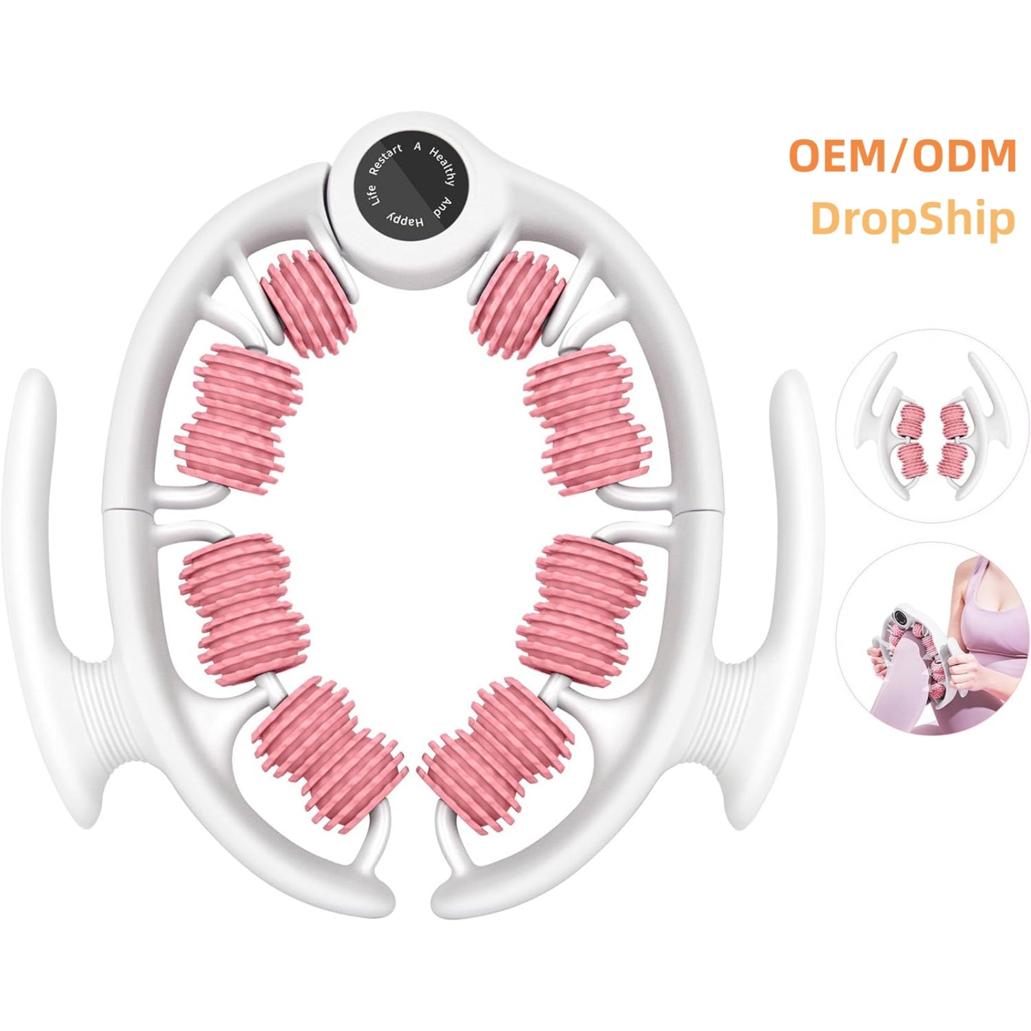 Pink 360 Degree Clamp Leg Roller Massager - Deep Tissue Relief for Thighs, Calves & Arms