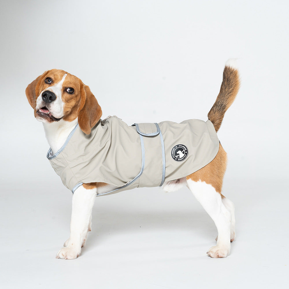 60# Grey Waterproof Reflective Dog Raincoat for Small to Large Dogs
