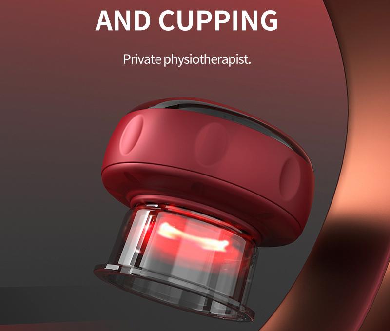 Smart Electric Cupping Therapy Massager - Adjustable Suction & Heat, Red Light Therapy, USB-C Rechargeable(Red)