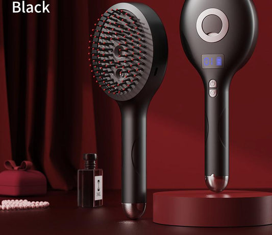 4-in-1 SPA Scalp Care Massage Comb - Red Light Therapy, Nano Steam & Vibration, USB-C Rechargeable(Black)