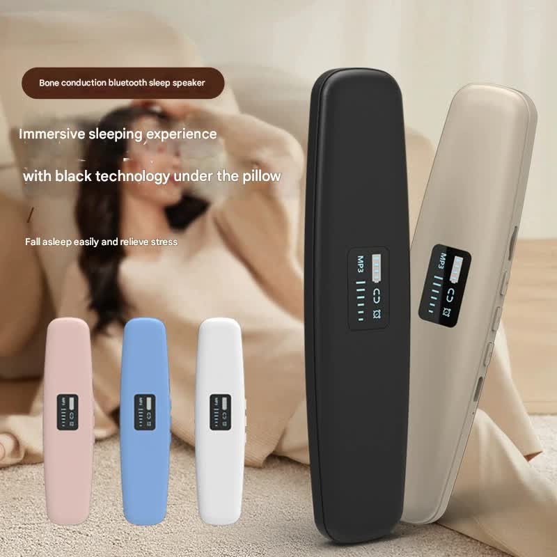 Under-Pillow Bone Conduction Sleep Sound Device - Bluetooth 5.3, TF Card, 8H Playtime & Timer(Blue)