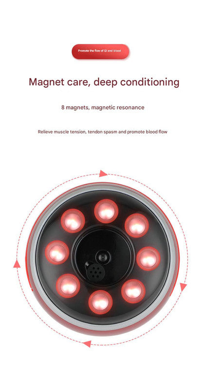 Smart Electric Cupping & Gua Sha Massager with Red Light Therapy & Magnetic Stones - 5 Levels, Rechargeable(red)