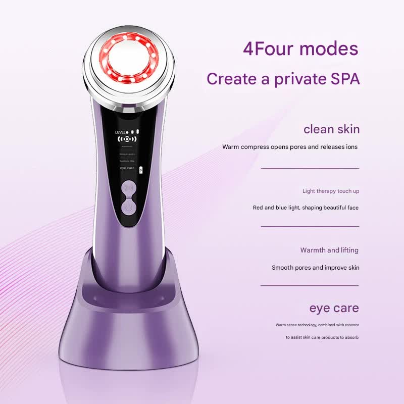 4-in-1 Facial Beauty Device - LED Light Therapy, Warm Lifting, Ion Cleansing & Eye Care(gold)