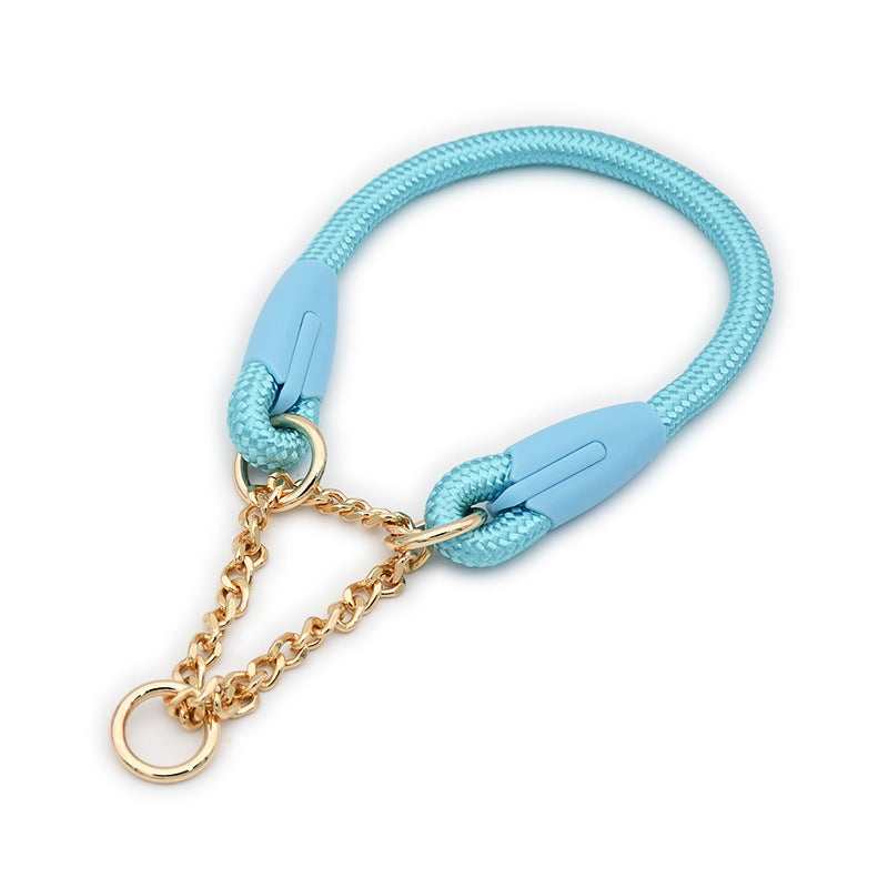 Blue Durable Nylon P-Collar Dog Training Set - Heavy Duty Leash & Martingale Collar (Size : XL)