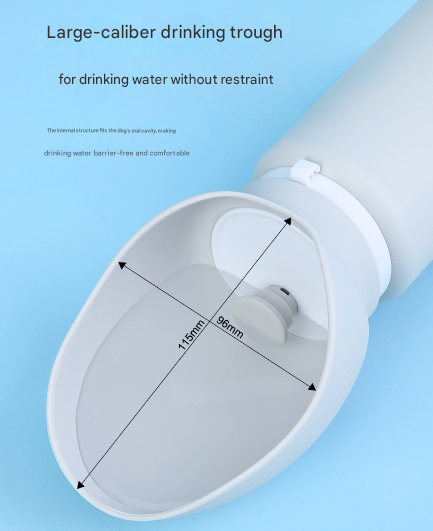 Dark Blue Portable Pet Dog Water Bottle 550ml - Foldable Food-Grade Silicone Travel Drinker with Leak-Proof Dispenser