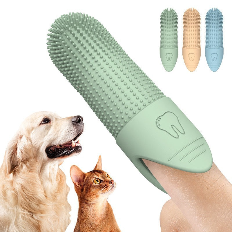 4 Pcs Green Soft Silicone Pet Finger Toothbrush - Gentle Dental Care for Dogs & Cats, Tartar & Plaque Remover