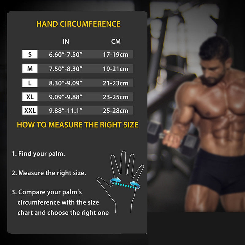 Size L Black Heavy Duty Workout Gloves with Wrist Support - Anti-Slip Gel Padded Gym Gloves for Weightlifting, Training & Fitness