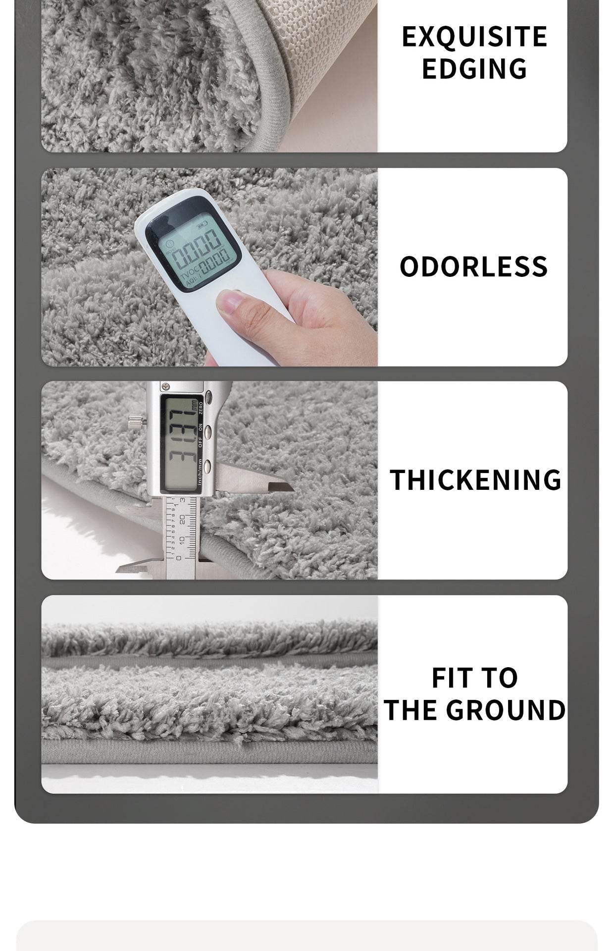 Grey Ultra Absorbent Plush Bath Mat - Non-Slip Bathroom Rug with Innovative Foot Drying Pocket