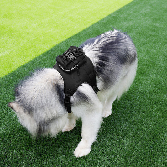 Size L Black Ultimate Dog Harness Vest with Backpack - Padded, Reflective & Adjustable for Medium to Large Breeds