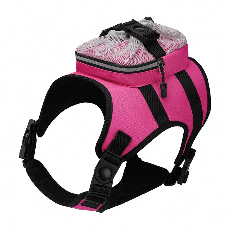 Size L Black and Pink Ultimate Dog Harness Vest with Backpack - Padded, Reflective & Adjustable for Medium to Large Breeds