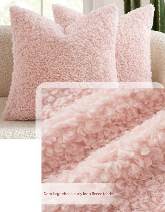 2 Pcs Pink Cozy Teddy Boucle Cushion Cover - Plush Decorative Square Pillow Case for Sofa & Bed