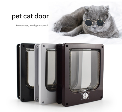 Size L Black 4-Way Locking Pet Flap Door for Cats and Small Dogs - Weatherproof Magnetic Cat Door