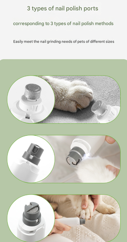 Grey Quiet Electric Pet Nail Grinder with LED Light - 2-Speed USB-C Rechargeable Trimmer for Dogs & Cats Grooming