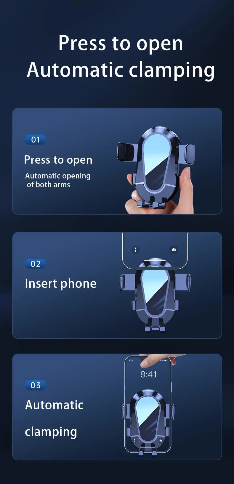 Black Universal Car Phone Mount Holder - 360° Rotation with Upgraded Suction Cup for Dashboard & Windscreen