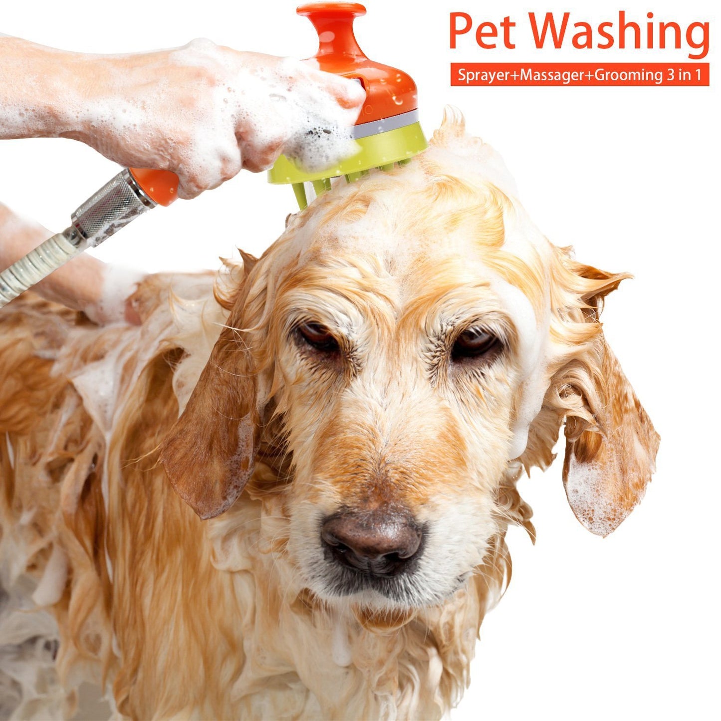 Orange Ultimate Pet Bathing Showerhead - Dog-Friendly Pressure-Boost Spray with Foamer