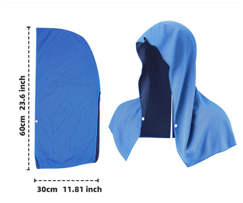 Grey 5-Pack Instant Cooling Towel Set - UPF Sun Protection Hooded Ice Towels for Sports & Outdoor Activities