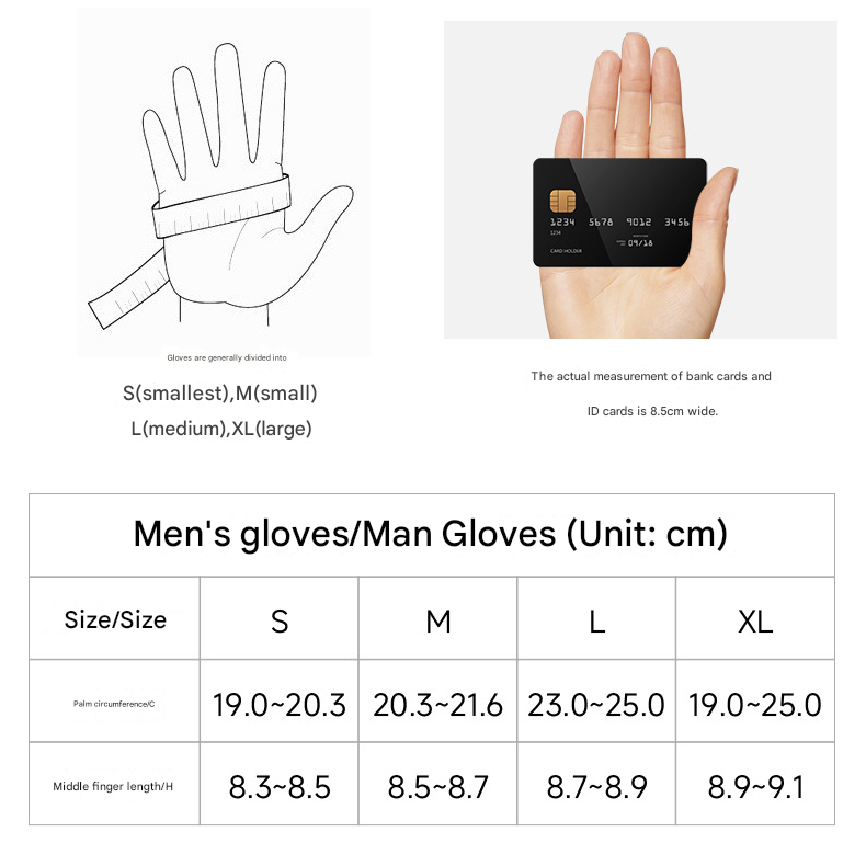 S Black Premium Men's Genuine Sheepskin Leather Driving & Cycling Gloves