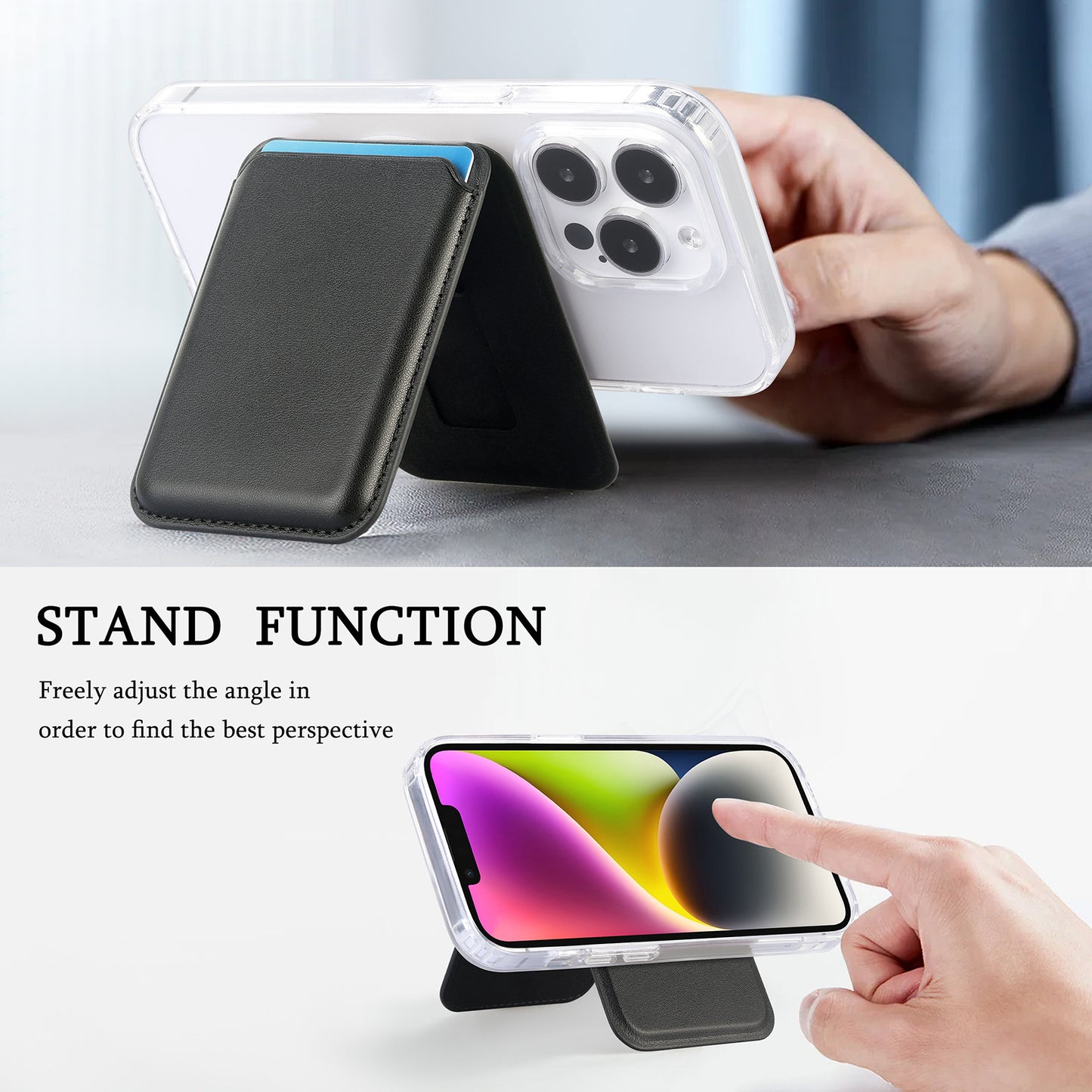 Light Purple Slim Magnetic Card Holder Wallet with Adjustable Kickstand - MagSafe Compatible