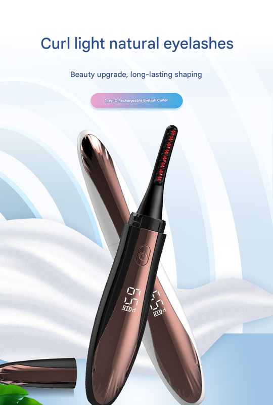 White Professional Electric Heated Eyelash Curler - 4 Temperature Settings, LED Display, USB-C Rechargeable for Perfectly Curled Lashes