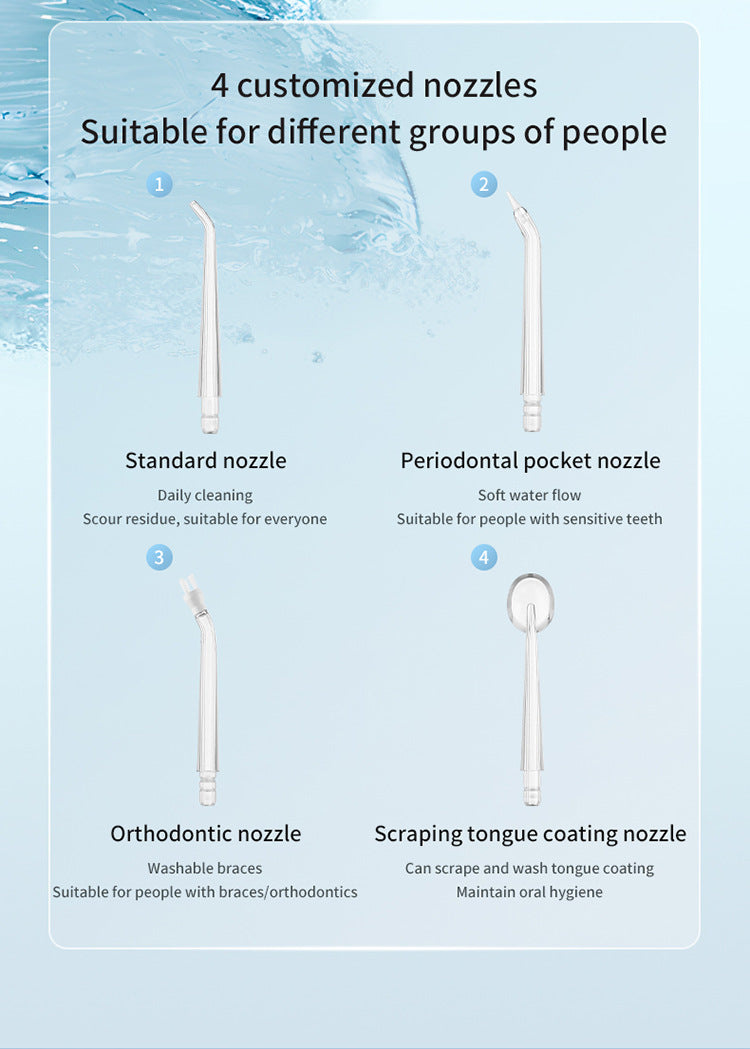 Blue Cordless Water Flosser & Oral Irrigator - Portable Teeth Cleaner with 3 Modes & 4 Jet Tips