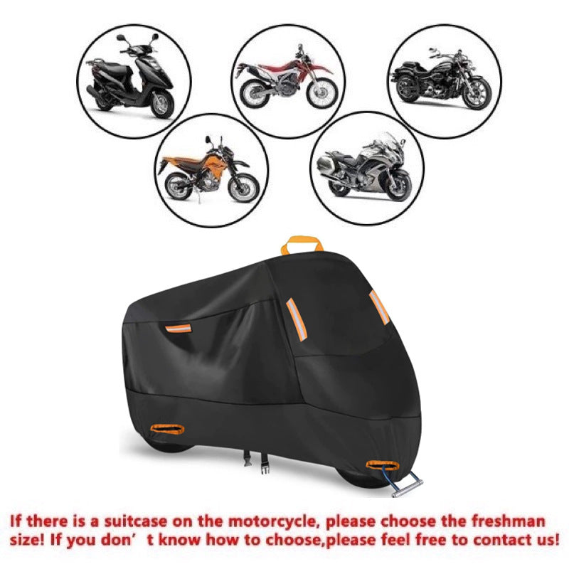 Heavy Duty 211D Waterproof Motorcycle Cover - All Season Outdoor Protection with Lock Holes & Windproof Buckles(Size: XL)
