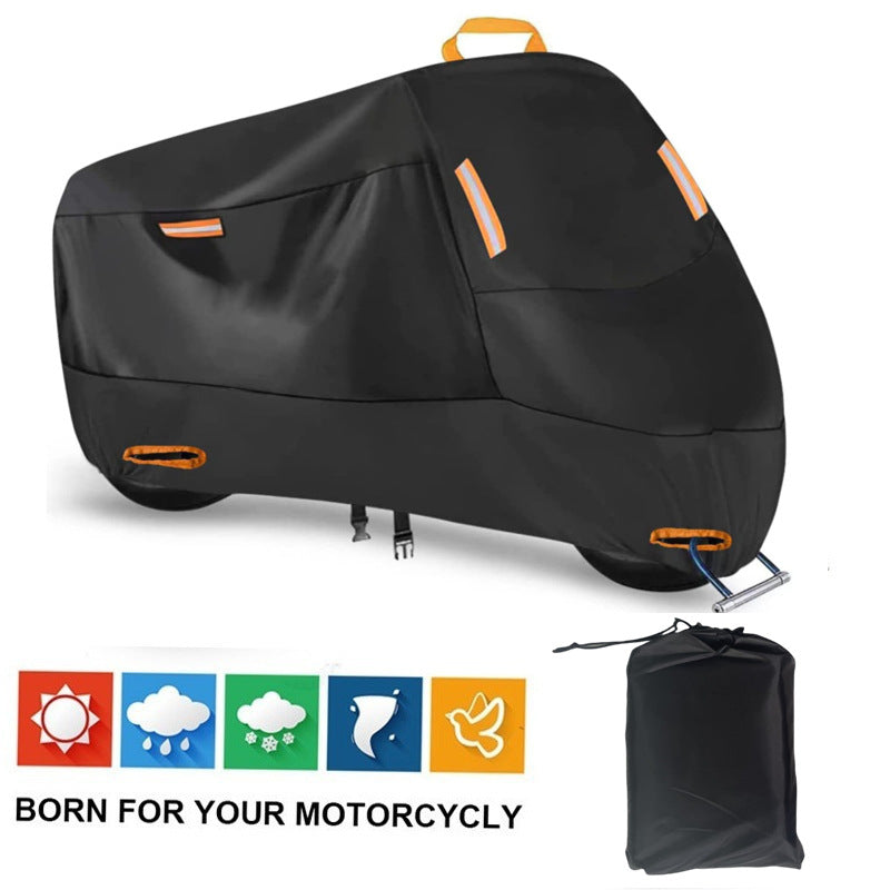 Heavy Duty 214D Waterproof Motorcycle Cover - All Season Outdoor Protection with Lock Holes & Windproof Buckles(Size: 4XL)