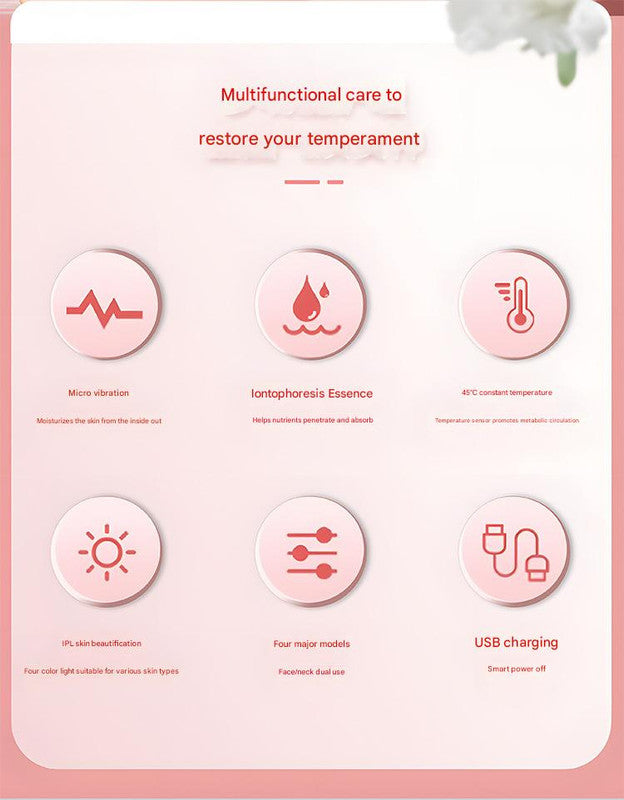 Multi-Functional Neck & Face Beauty Massager - Constant Heat, Ion Infusion & Sonic Vibration(gold)