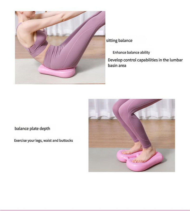 Dual-Side Textured Fitness Balance Board - Core Strengthener with Anti-Slip Massage Surface(pink)