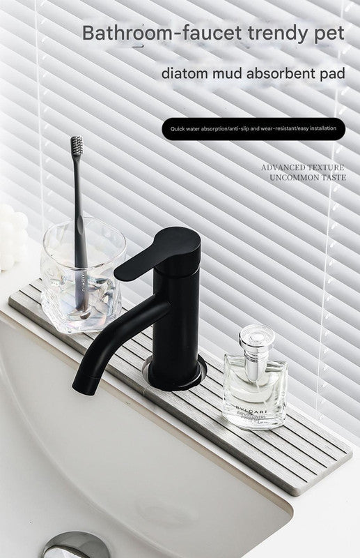 Diatom Mud Faucet Splash Guard & Absorbent Mat - Quick Dry, Non-Slip Sink Organizer(white)