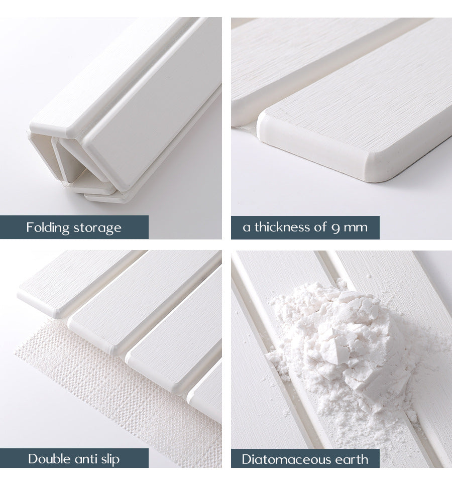 Folding Diatomaceous Earth Countertop Drain Mat - Quick Dry, Non-Slip & Easy Clean Absorbent Pad(light grey)