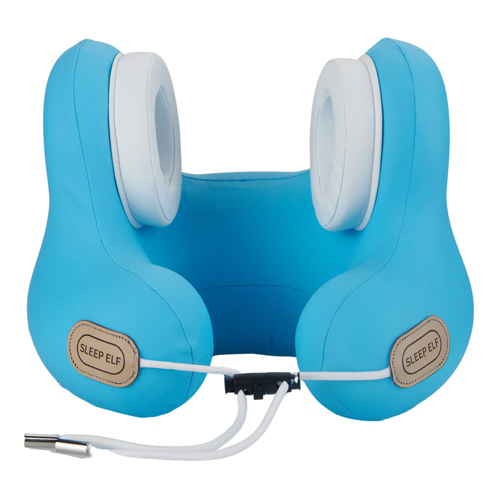 Smart Neck Pillow with Dual Noise Reduction, HIFI Bluetooth Music & Graphene Heating - Sleep Elf" Travel Pillow(Sky blue)"