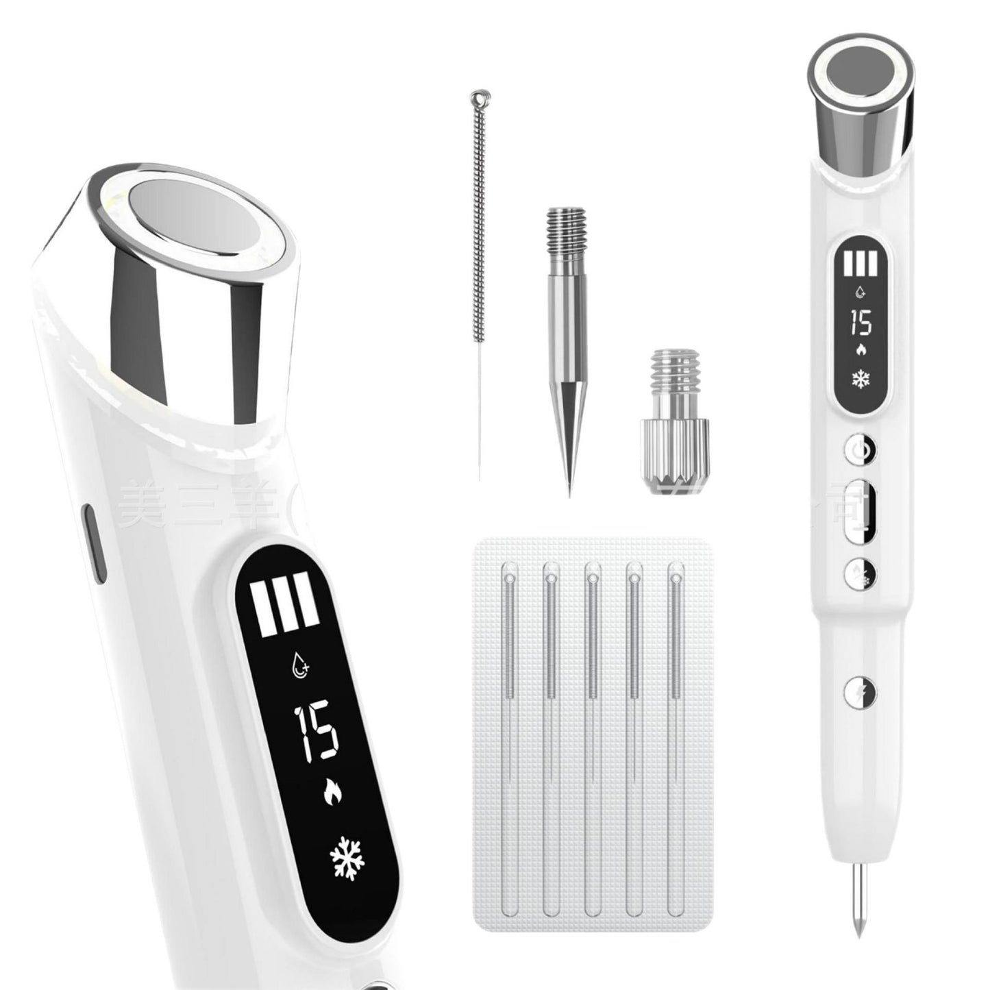 Advanced 3-in-1 Skin Care Device: 15-Level Spot Remover Pen with Hot & Cold Facial Therapy(White)