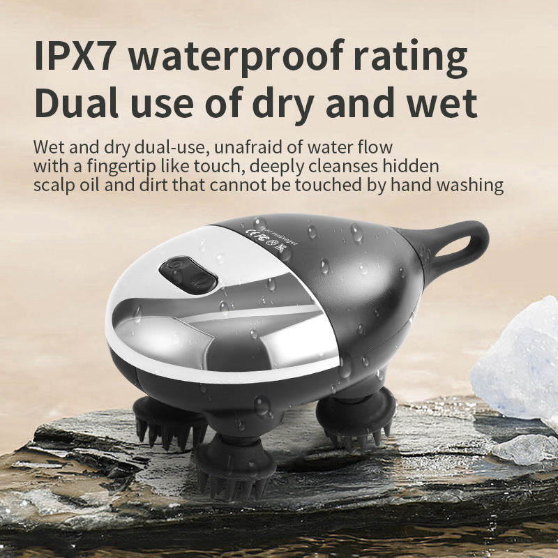 Intelligent 3D Electric Head & Scalp Massager - 7 Massage Techniques, IPX7 Waterproof, Rechargeable(Purple)