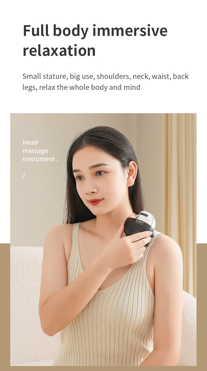 Intelligent 3D Electric Head & Scalp Massager - 7 Massage Techniques, IPX7 Waterproof, Rechargeable(Yellow)