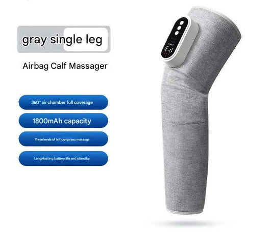 Rechargeable Air Compression Leg Massager with Heat Therapy for Knee & Calf Relief(grey-Single)