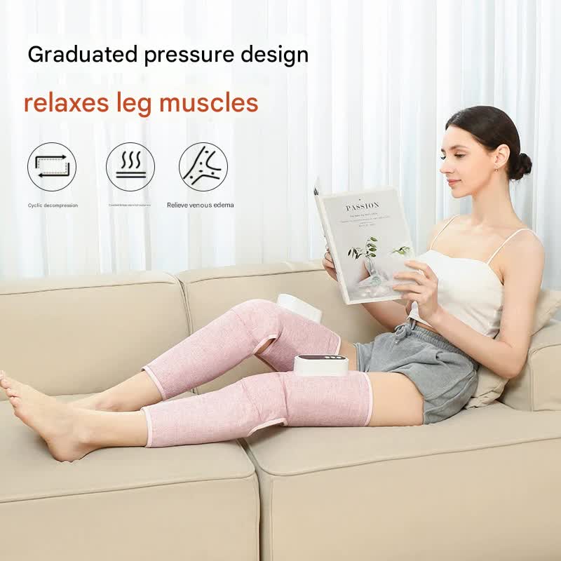 Rechargeable Air Compression Leg Massager with Heat Therapy for Knee & Calf Relief(grey-Single)