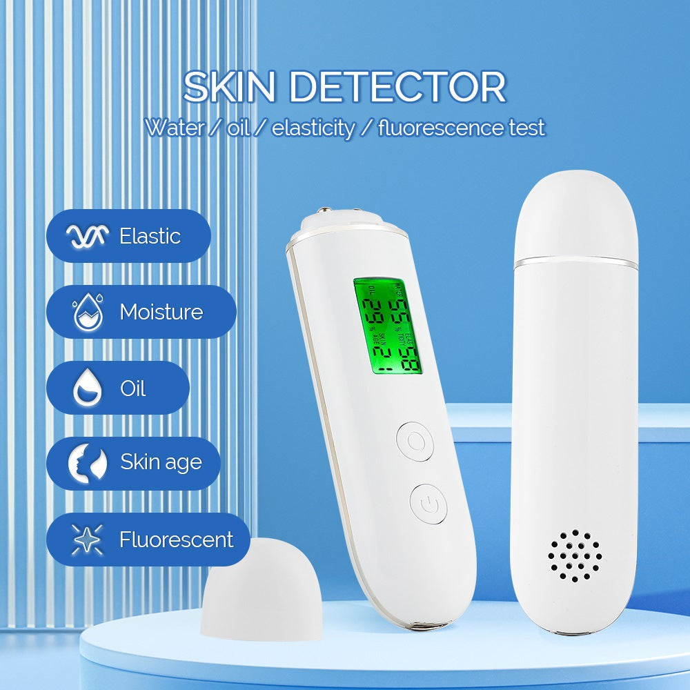 Smart Skin Analyzer with Multi-Function Detection - Measures Hydration, Oil, Elasticity, Skin Age & Fluorescent Agent Test(White)