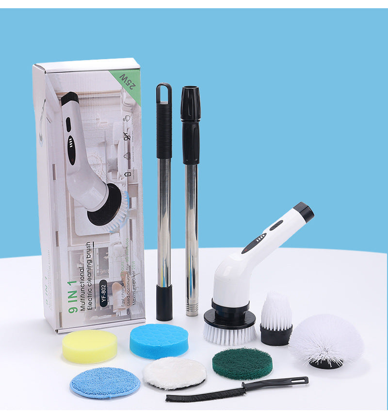 9-in-1 Multifunctional Cordless Electric Spin Scrubber with Adjustable Extension Handle(white)