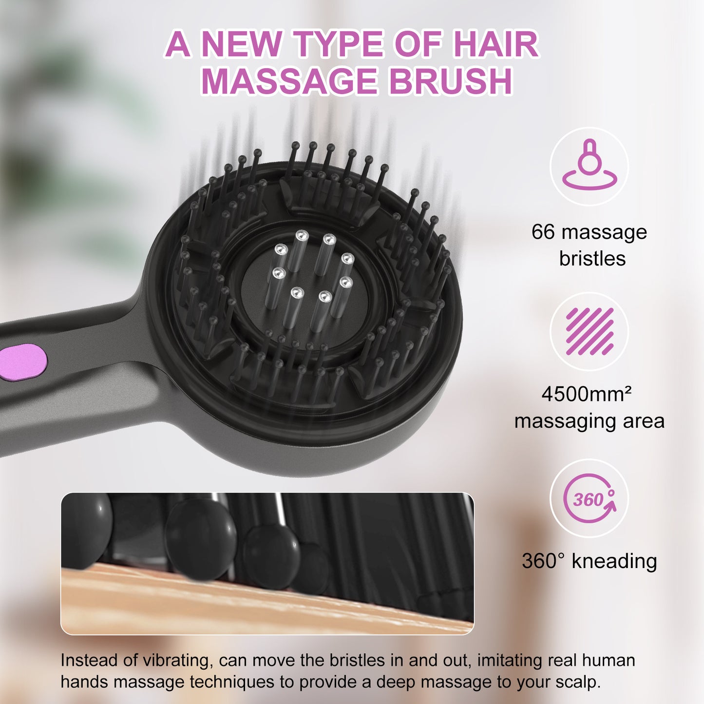 Electric Scalp Massager & Essential Oil Applicator Brush - 360 Kneading, 3 Modes, USB-C Rechargeable(black)