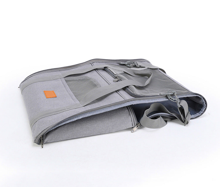 Foldable Soft-Sided Pet Carrier for Travel - Fits Cats & Small Dogs Under 6kg, with Removable Plush Bed & Shoulder Strap(grey)