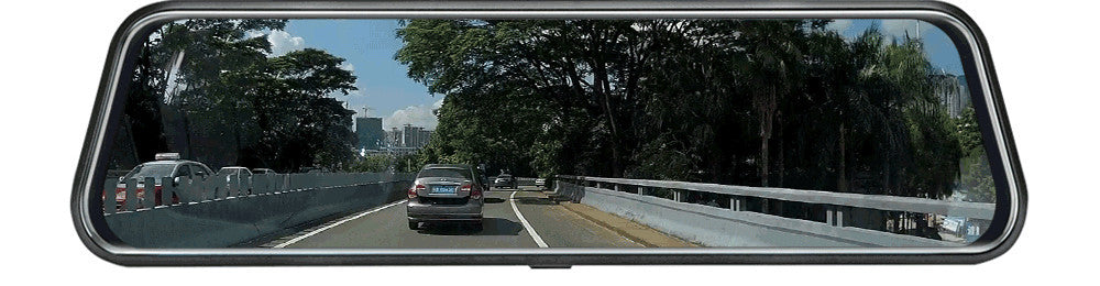 10-Inch Dual Lens Dash Cam Mirror - 1080P FHD Touch Screen Car DVR with Rear Camera, Night Vision & G-Sensor(black)