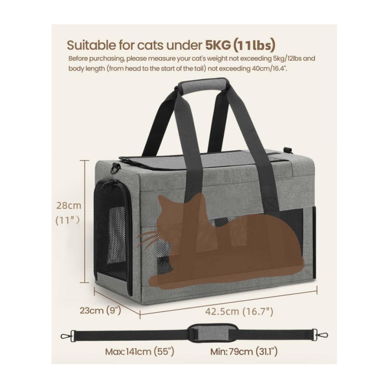 Sturdy & Breathable Pet Carrier for Small Cats & Dogs - Collapsible Travel Bag with Steel Frame, Safety Locks & Sunshade(black)