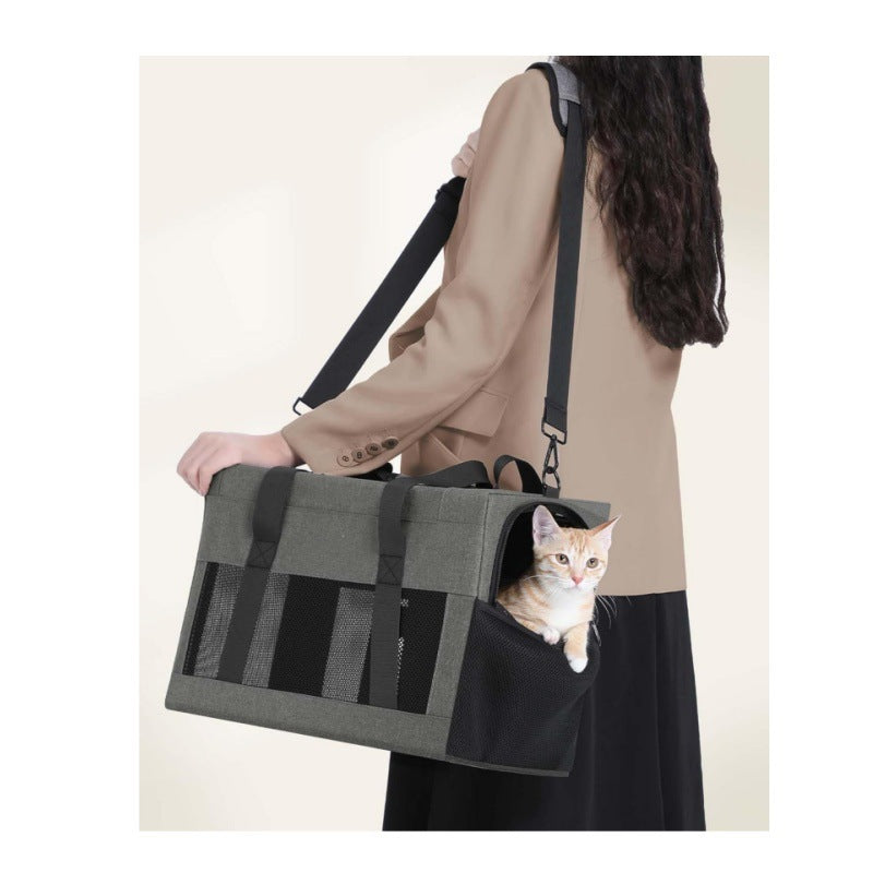 Sturdy & Breathable Pet Carrier for Small Cats & Dogs - Collapsible Travel Bag with Steel Frame, Safety Locks & Sunshade(green)