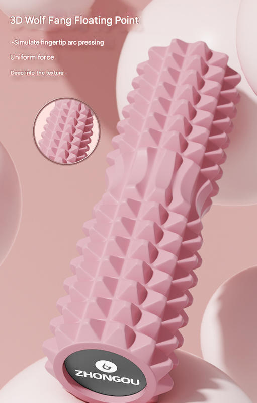 Pink High-Density 3D Trigger Point Foam Roller - Solid Core Massager for Deep Tissue Muscle Recovery & Yoga
